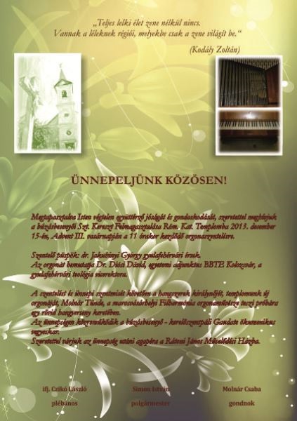 meghivo orgonaszenteles